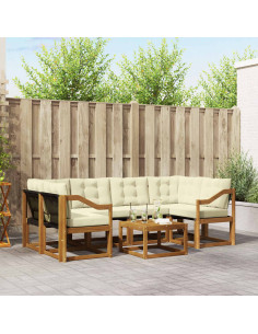 Set di divani con cuscino 7 pcs Naturale e Crema