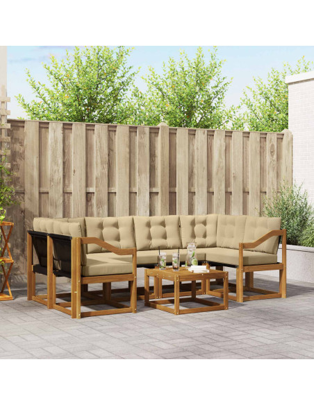 Set di divani con cuscino 7 pcs Naturale e Beige