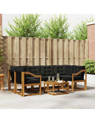 Set di divani con cuscino 7 pcs Naturale e Nero