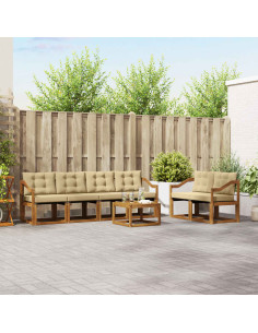 Set di divani con cuscino 7 pcs Naturale e Beige 2