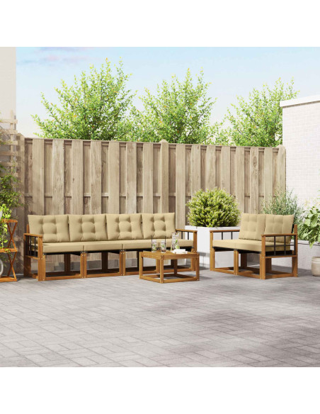 Set di divani con cuscino 7 pcs Naturale e Beige