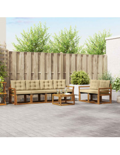 Set di divani con cuscino 7 pcs Naturale e Beige