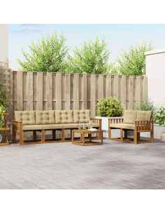 Set di divani con cuscino 7 pcs Naturale e Beige