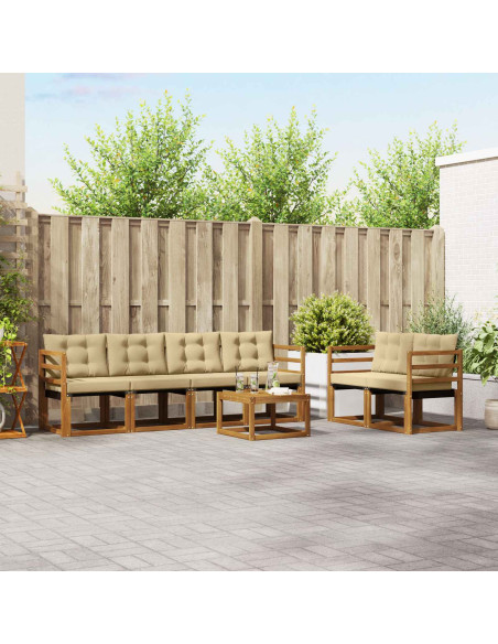 Set di divani con cuscino 7 pcs Naturale e Beige