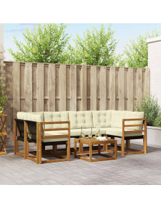 Set di divani con cuscino 7 pcs Naturale e Crema