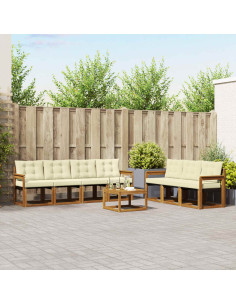 Set di divani con cuscino 8 pcs Naturale e Crema