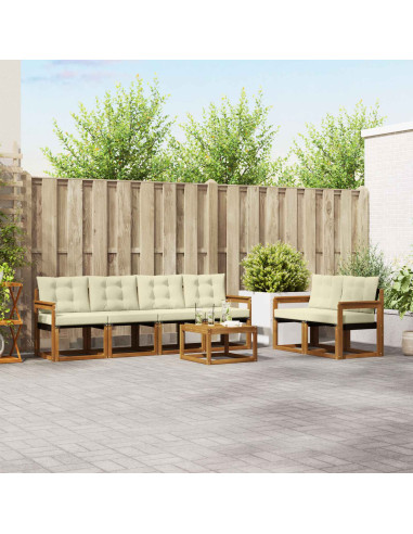 Set di divani con cuscino 7 pcs Naturale e Crema