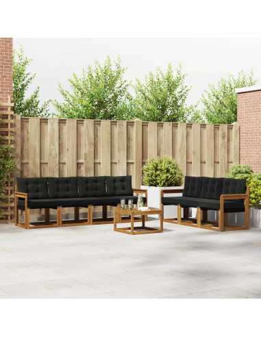 Set di divani con cuscino 8 pcs Naturale e Nero