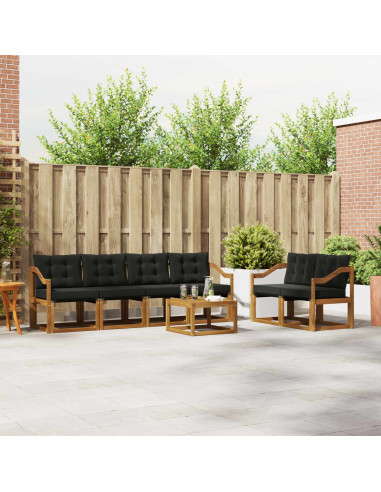 Set di divani con cuscino 7 pcs Naturale e Nero
