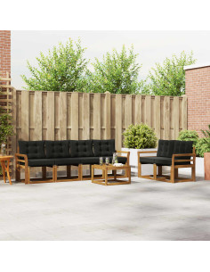 Set di divani con cuscino 7 pcs Naturale e Nero 2