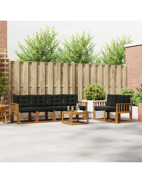 Set di divani con cuscino 7 pcs Naturale e Nero