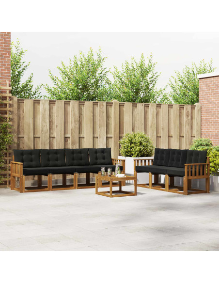 Set di divani con cuscino 8 pcs Naturale e Nero