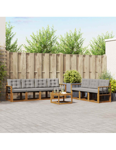 Set di divani con cuscino 8 pcs Grigio Naturale e Chiaro