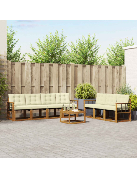 Set di divani con cuscino 8 pcs Naturale e Crema