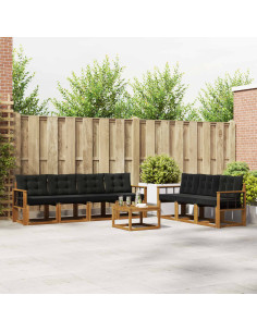 Set di divani con cuscino 8 pcs Naturale e Nero