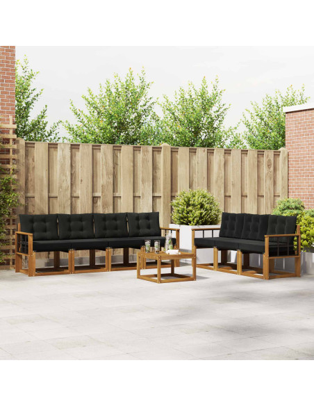 Set di divani con cuscino 8 pcs Naturale e Nero