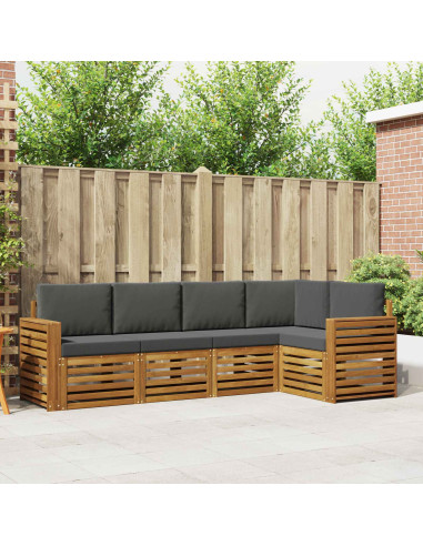 Set divani 5 pcs Naturale e Antracite Legno di Acacia Massello