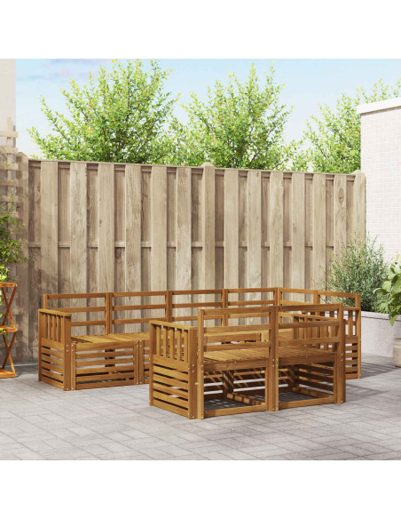 Set divani 7 pcs Naturale Legno di Acacia Massello