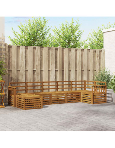 Set divani 9 pcs Naturale Legno di Acacia Massello