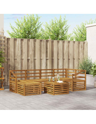 Set divani 9 pcs Naturale Legno di Acacia Massello