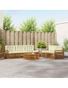 Set di divani con cuscino 6 pcs Naturale e Crema