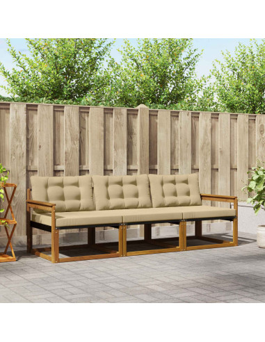 Set di divani con cuscino 3 pcs Naturale e Beige