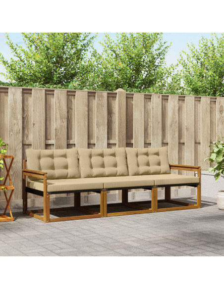 Set di divani con cuscino 3 pcs Naturale e Beige