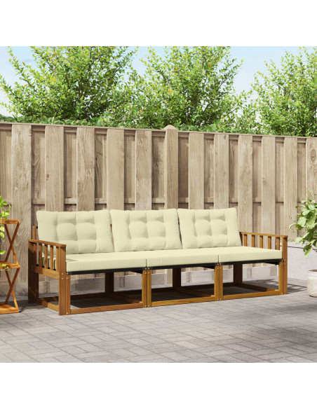 Set di divani con cuscino 3 pcs Naturale e Crema