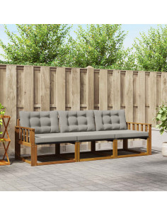 Set di divani con cuscino 3 pcs Grigio Naturale e Chiaro