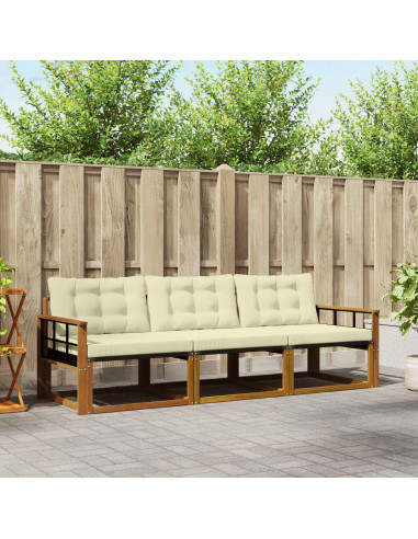 Set di divani con cuscino 3 pcs Naturale e Crema