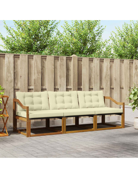 Set di divani con cuscino 3 pcs Naturale e Crema