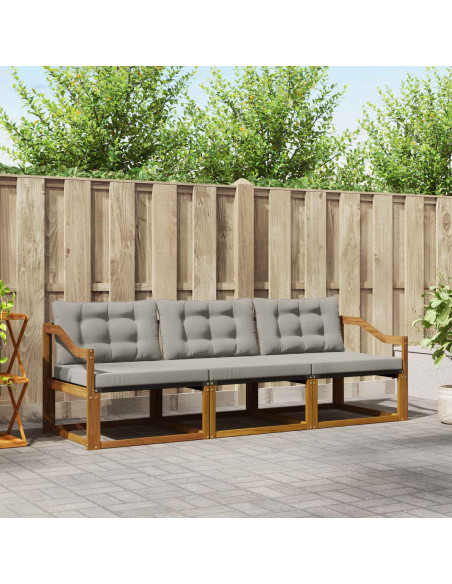 Set di divani con cuscino 3 pcs Grigio Naturale e Chiaro