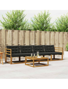 Set di divani con cuscino 5 pcs Naturale e Nero