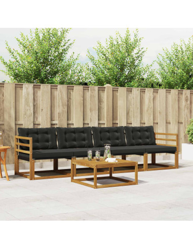Set di divani con cuscino 5 pcs Naturale e Nero
