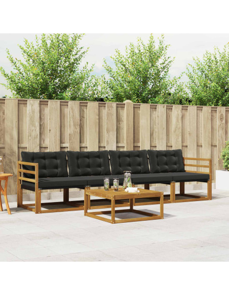 Set di divani con cuscino 5 pcs Naturale e Nero