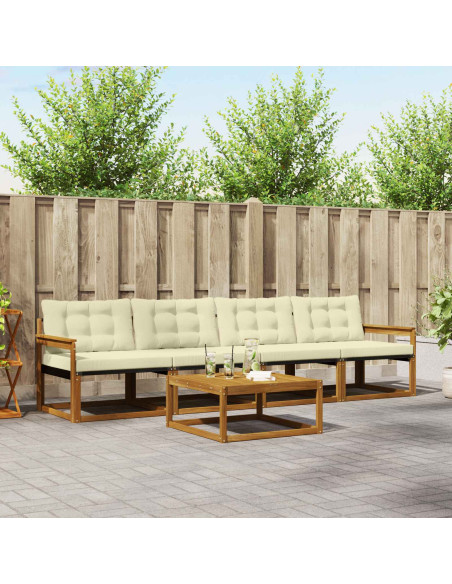 Set di divani con cuscino 5 pcs Naturale e Crema