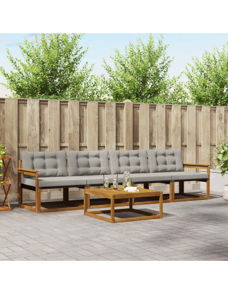 Set di divani con cuscino 5 pcs Grigio Naturale e Chiaro