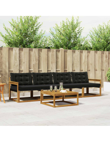 Set di divani con cuscino 5 pcs Naturale e Nero