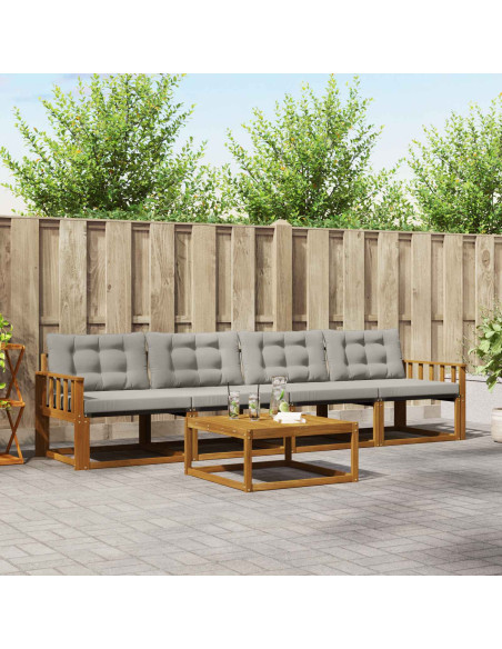 Set di divani con cuscino 5 pcs Grigio Naturale e Chiaro