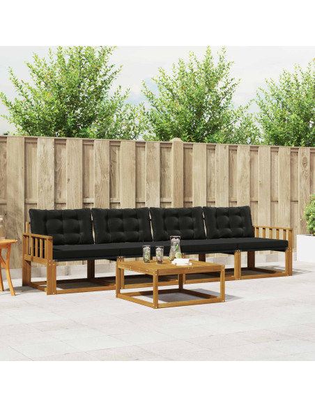 Set di divani con cuscino 5 pcs Naturale e Nero