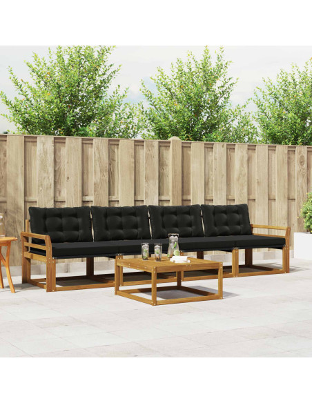 Set di divani con cuscino 5 pcs Naturale e Nero