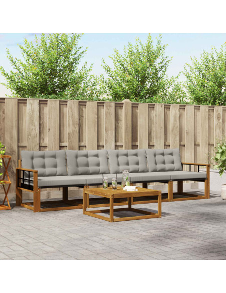 Set di divani con cuscino 5 pcs Grigio Naturale e Chiaro