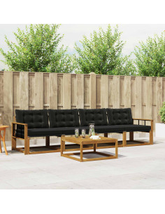 Set di divani con cuscino 5 pcs Naturale e Nero