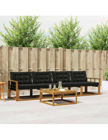Set di divani con cuscino 5 pcs Naturale e Nero