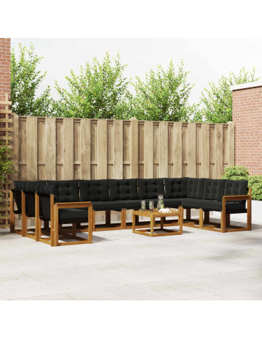 Set di divani con cuscino 11 pcs Naturale e Nero