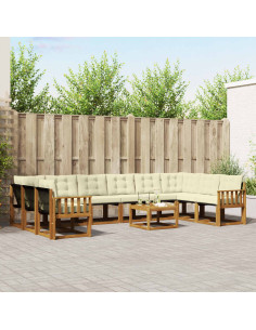 Set di divani con cuscino 11 pcs Naturale e Crema