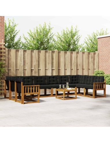 Set di divani con cuscino 11 pcs Naturale e Nero
