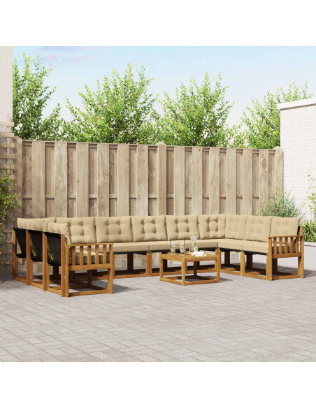 Set di divani con cuscino 11 pcs Naturale e Beige