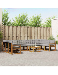 Set di divani con cuscino 11 pcs Grigio Naturale e Chiaro