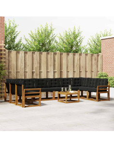 Set di divani con cuscino 11 pcs Naturale e Nero